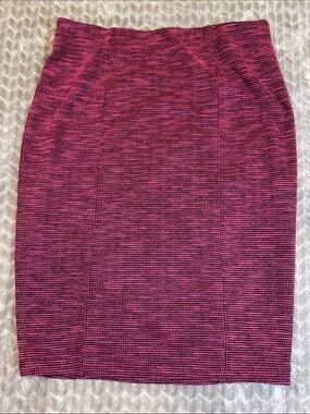 ELLE Pink Black Textured Pencil Skirt Size Medium Stretch Career Workwear